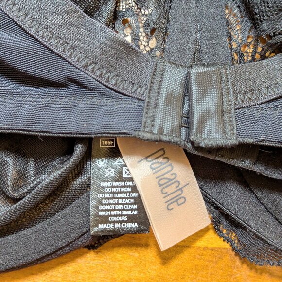 Panache Andorra Bra style 5675 Women's Size 40F Semi-Sheer Black Lace Underwire - Picture 2 of 6